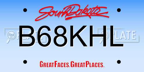 B68KHL South Dakota License Plate
