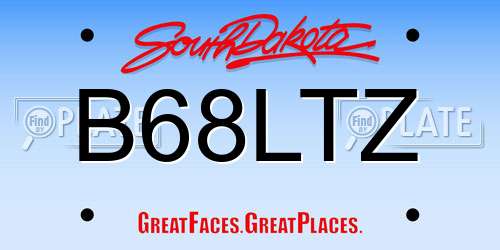B68LTZ South Dakota License Plate