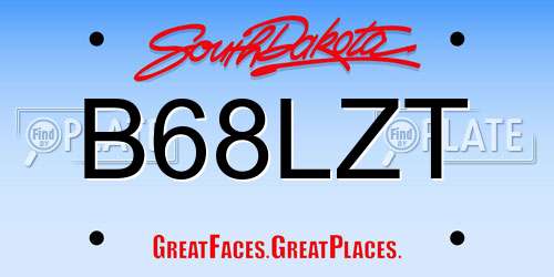 B68LZT South Dakota License Plate