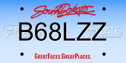 B68LZZ South Dakota License Plate