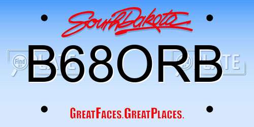 B68ORB South Dakota License Plate