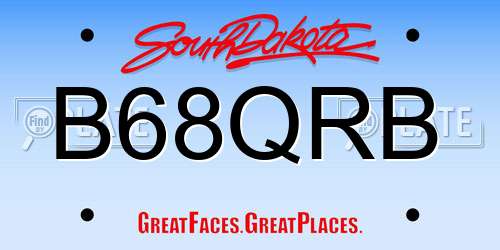 B68QRB South Dakota License Plate