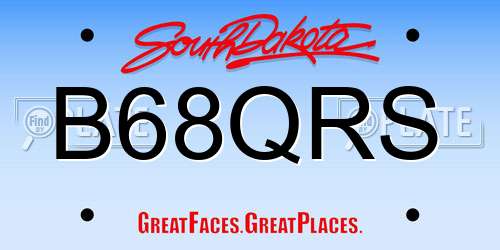 B68QRS South Dakota License Plate