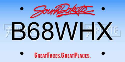 B68WHX South Dakota License Plate