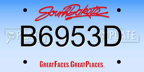 B6953D South Dakota License Plate