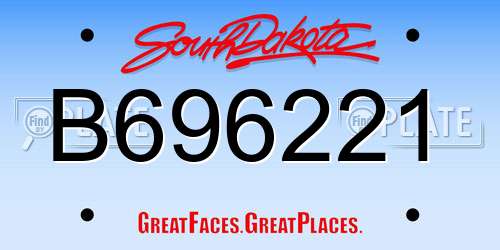 B696221 South Dakota License Plate