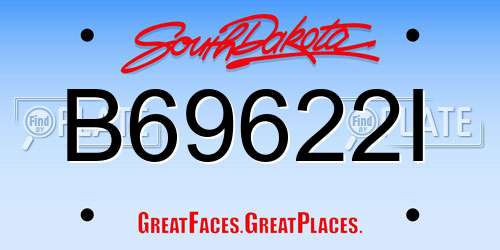 B69622I South Dakota License Plate