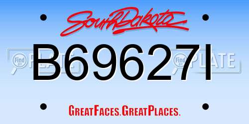 B69627I South Dakota License Plate