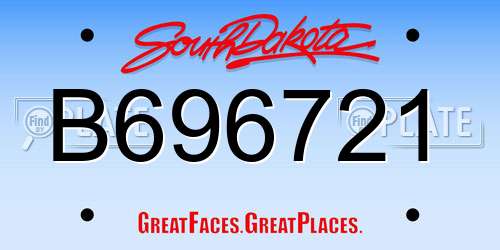 B696721 South Dakota License Plate
