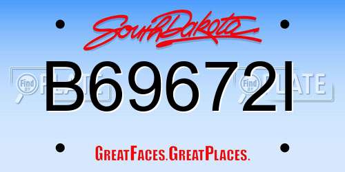 B69672I South Dakota License Plate