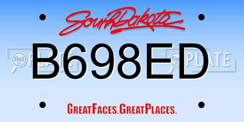 B698ED South Dakota License Plate