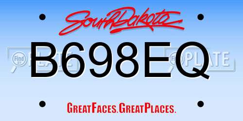 B698EQ South Dakota License Plate