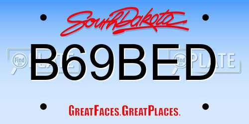 B69BED South Dakota License Plate