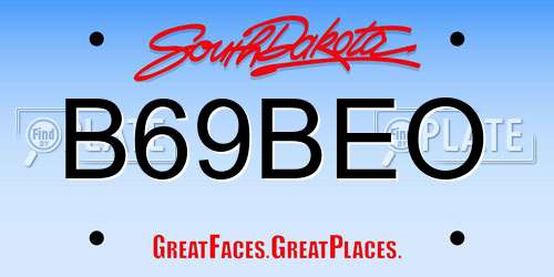B69BEO South Dakota License Plate