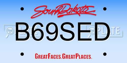 B69SED South Dakota License Plate