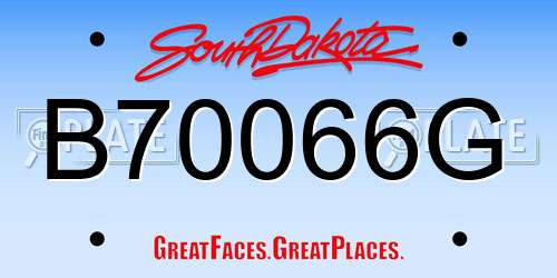 B70066G South Dakota License Plate