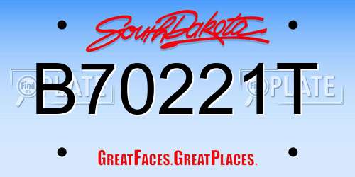 B70221T South Dakota License Plate