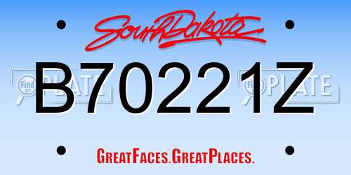 B70221Z South Dakota License Plate