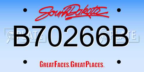 B70266B South Dakota License Plate