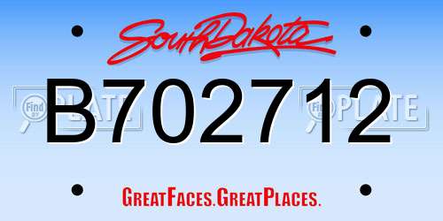 B702712 South Dakota License Plate