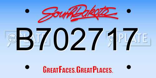 B702717 South Dakota License Plate