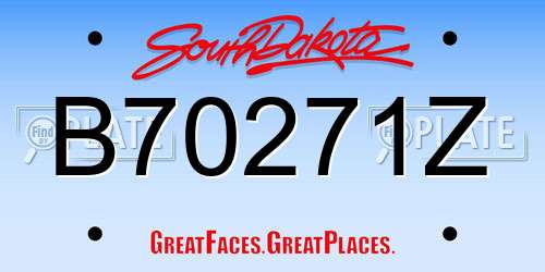 B70271Z South Dakota License Plate