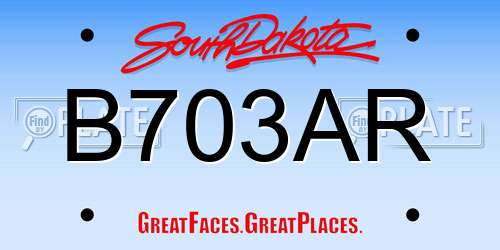 B703AR South Dakota License Plate