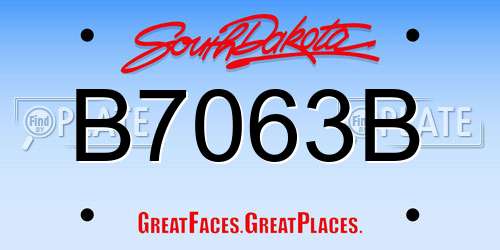 B7063B South Dakota License Plate