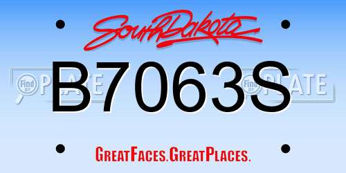 B7063S South Dakota License Plate