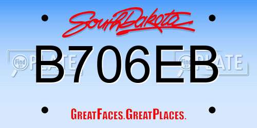 B706EB South Dakota License Plate