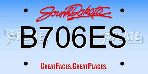 B706ES South Dakota License Plate