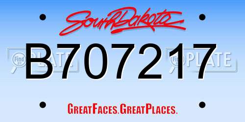 B707217 South Dakota License Plate