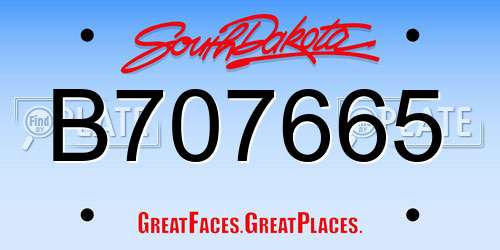 B707665 South Dakota License Plate
