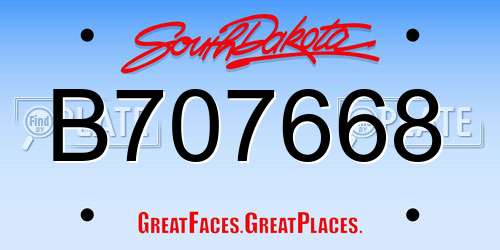 B707668 South Dakota License Plate