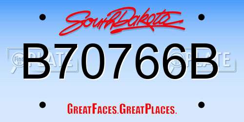 B70766B South Dakota License Plate