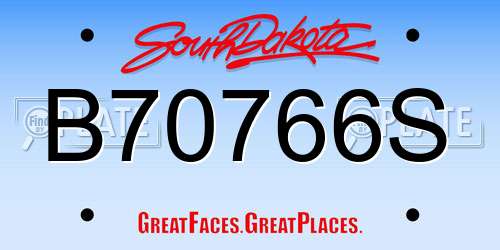 B70766S South Dakota License Plate