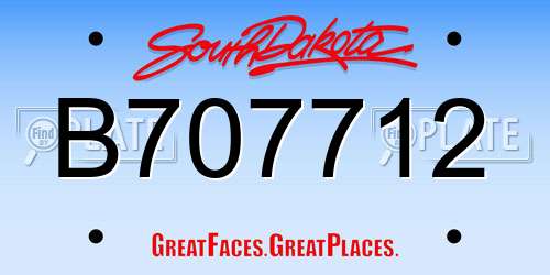 B707712 South Dakota License Plate