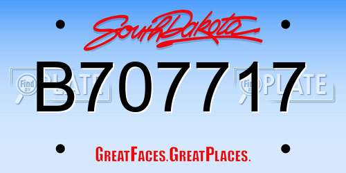 B707717 South Dakota License Plate