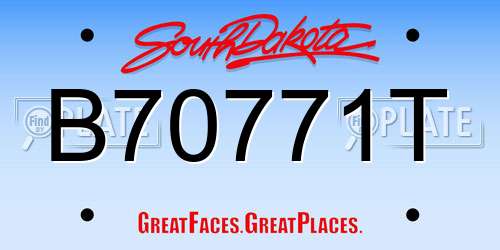 B70771T South Dakota License Plate