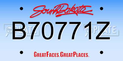 B70771Z South Dakota License Plate