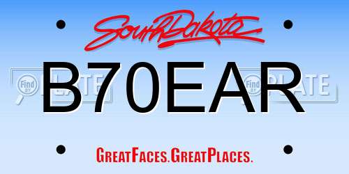 B70EAR South Dakota License Plate