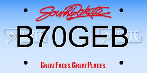 B70GEB South Dakota License Plate