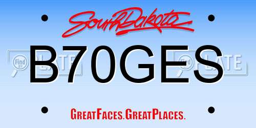 B70GES South Dakota License Plate