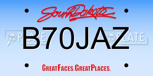 B70JAZ South Dakota License Plate