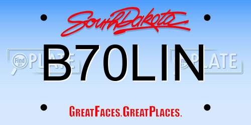 B70LIN South Dakota License Plate