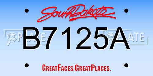 B7125A South Dakota License Plate