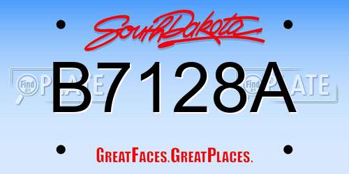 B7128A South Dakota License Plate
