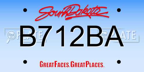 B712BA South Dakota License Plate