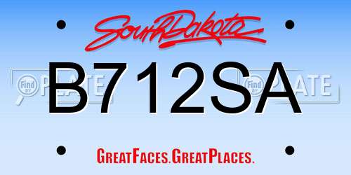 B712SA South Dakota License Plate