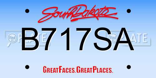 B717SA South Dakota License Plate